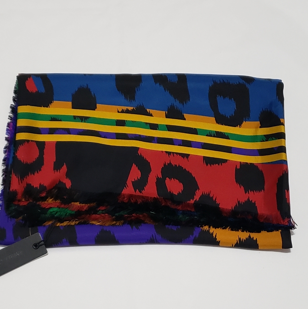 Franco Ferrari Twill Animal Silk Scarf